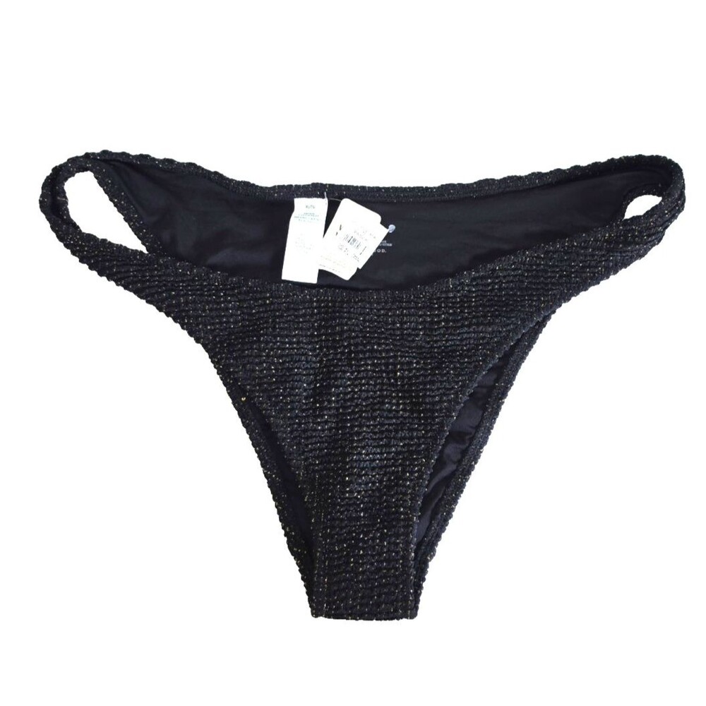 Aerie Black Gold Swim Bathing Suit Bottom Cheeky Size XL NEW $34.95